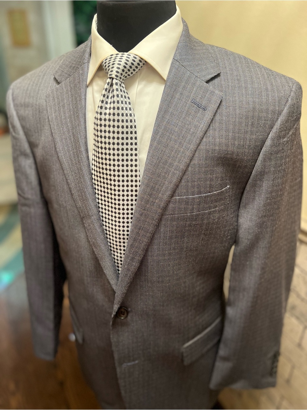 Lauren Ralph Lauren Gray Checked Sport Coat Blazer Wool/Silk Men 42R - Picture 9 of 14